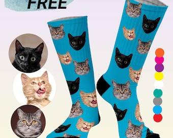 Custom cat socks, Face on socks, Photo socks, Cat themed gifts, Custom face socks, Cat loss gift