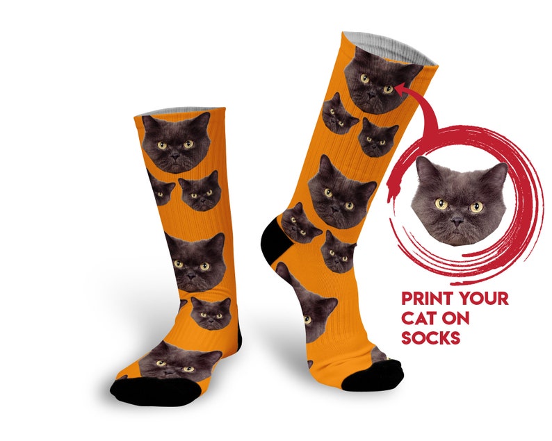 Custom cat socks Customized cat socks Cat photo sock Cat Etsy