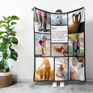 Fathers day photo gift, Photo blanket customized, Bonus dad fathers day gift, Stepdad gift, Fathers day blanket personalized