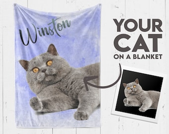 Cat Blanket, Personalized cat blanket, Personalized cat lover gift, Pet photo blanket