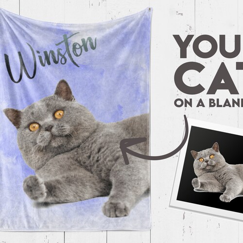 Personalized Cat Blanket Cat Lover Gift Custom Photo Etsy