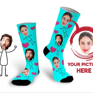 Calzini di San Valentino personalizzati, calzini per il viso personalizzati, calzini personalizzabili con volti, regalo di San Valentino per il marito
