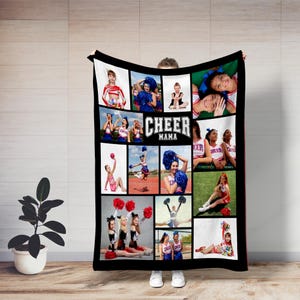 Customizable Dance Mom gift blanket showcasing cheerleaders photos