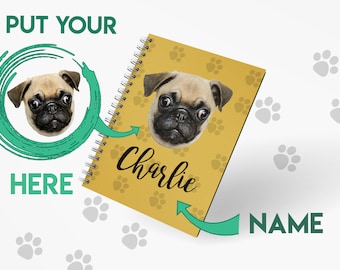 Personalized Dog Notebook, Custom Dog Journal, Custom Name Dog Notebook, Custom Journal with Dog, Dog Mom Gift, Dog Lover Gift