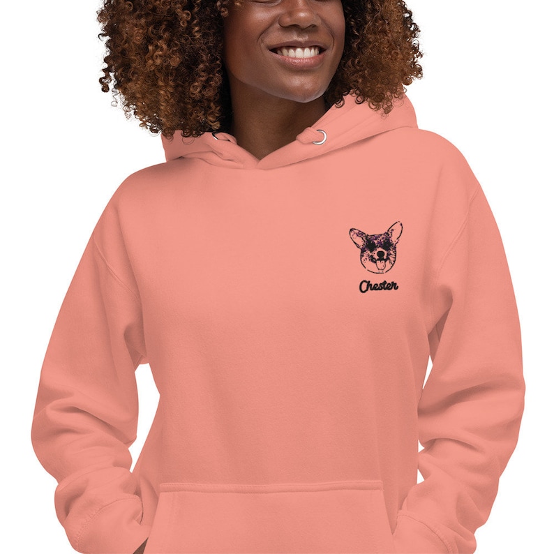 Pet portrait embroidery photo hoodie, custom pet hoodie, custom dog hoodie, cat sweatshirt for women, Cat mom sweatshirt