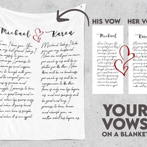 Manta de carta de amor, Regalo de votos de boda, Regalo del 1er aniversario para la esposa, Regalo de aniversario de algodón