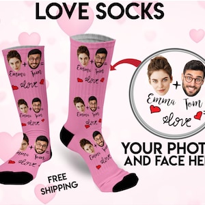 Valentines day gift for boyfriend, Valentines socks personalized, Custom face socks, Customized socks