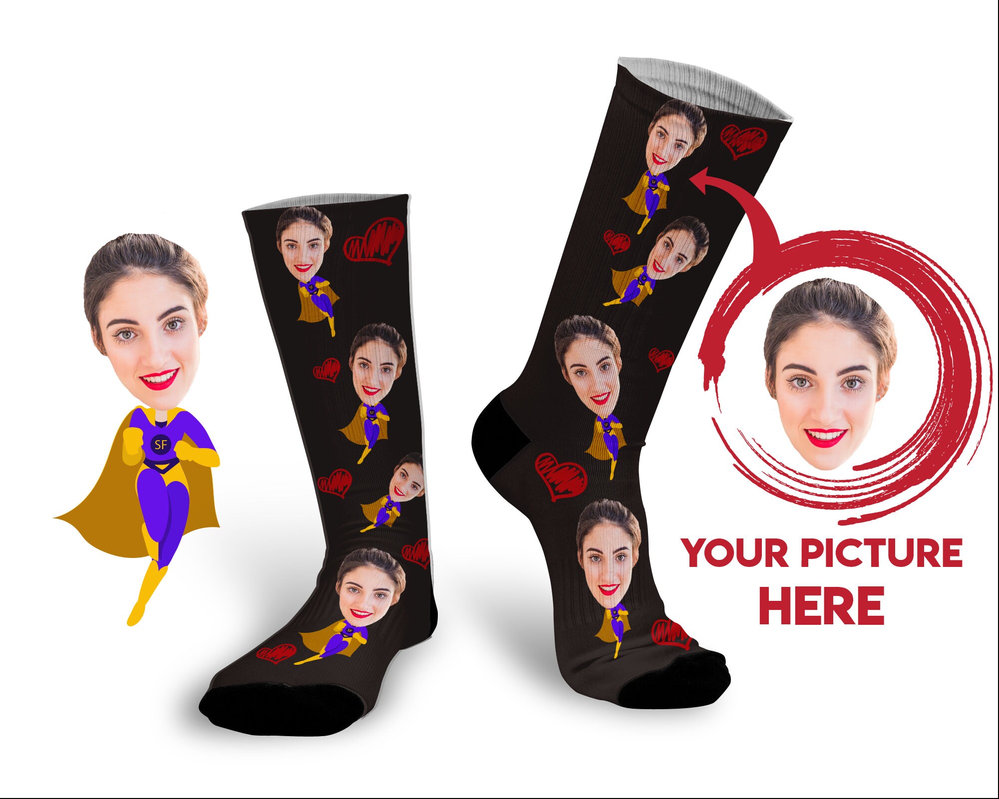 Custom Face socks for mom Mothers Day Gift from Daughter Etsy