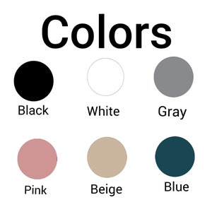 K&ouml;nnte beinhalten: Ein Diagramm, das verschiedene Farben mit dem Wort "Colors" oben zeigt. Die Farben sind Schwarz, Wei&szlig;, Grau, Rosa, Beige und Blau.