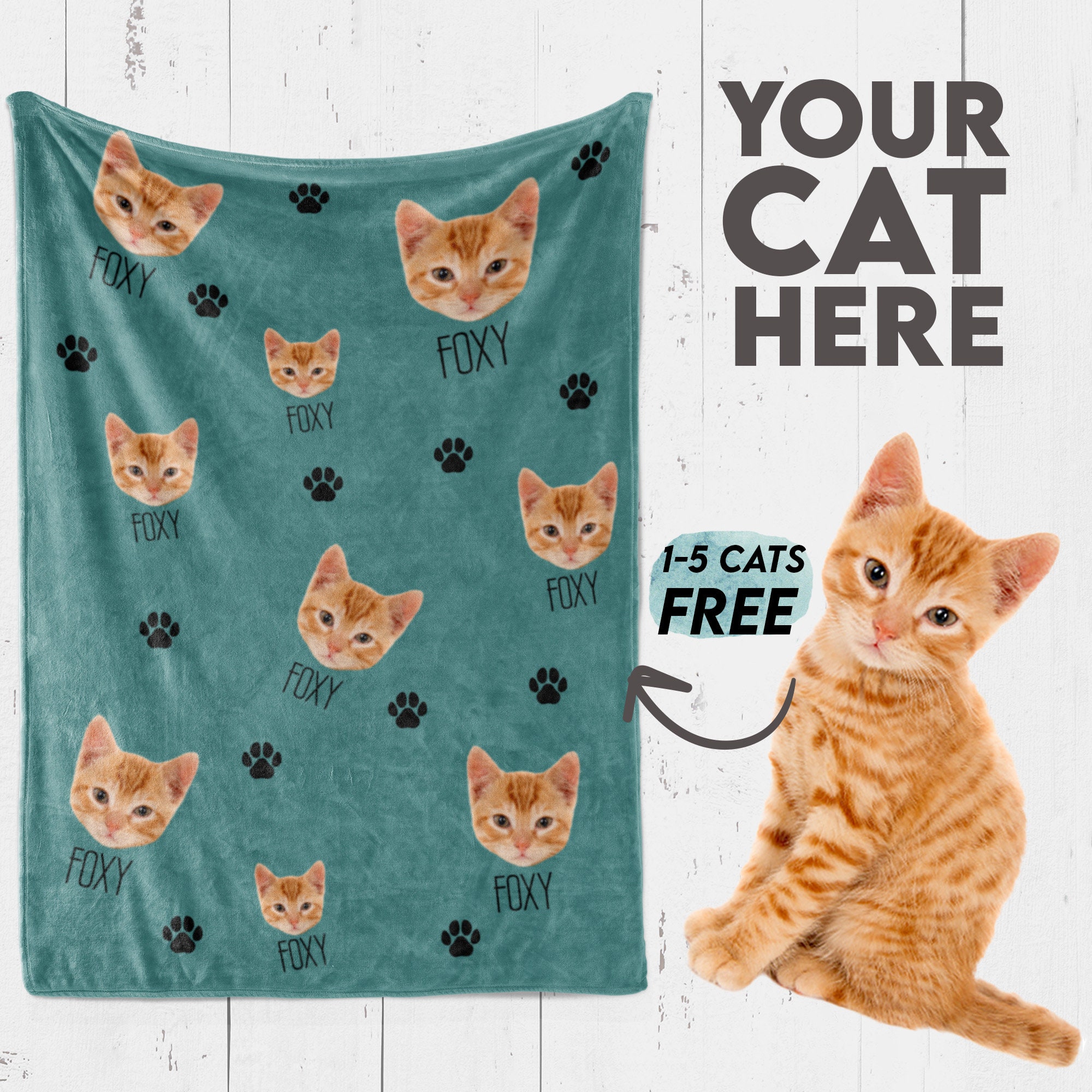 Personalized Cat Blanket, Cat Lover Gift, Custom Photo Blanket, Pet Photo  Blanket, Photo Blanket Customized, Cat Dad Gift, Cat Mom Gift 