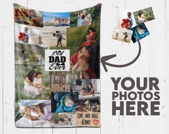 Dad Blanket Personalized, Photo Blanket Customized, Step Dad Gift, First Time Dad Gift, Bonus Dad Gift, Custom Photo Collage Blanket
