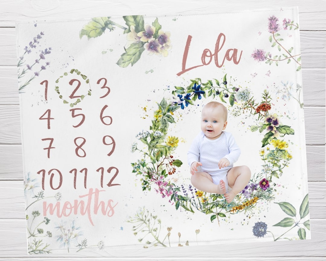 Buy Baby Monthly Milestone Blanket, Baby Milestone Blanket Girl,  Personalized Baby Blanket Girl, Monthly Blanket Girl, Monogram Baby Blanket  Online in