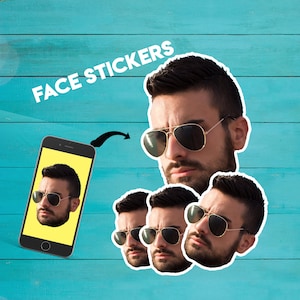 Boy birthday sticker (set of 5) Custom face stickers Groom bride stickers - Your photo on stickers Picture sticker
