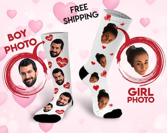 Vriendje Valentijnsdag cadeau Valentijnsdag cadeau voor hem Fotosokken gepersonaliseerd met foto's, Gepersonaliseerde echtgenoot Valentijnsdag cadeau