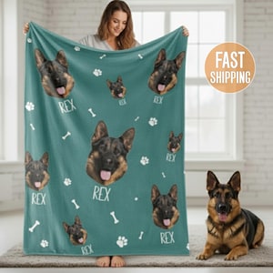 Manta para perro personalizada, manta con foto de mascota con cara de perro, manta con foto de perro, manta con foto personalizada, manta personalizada con imagen