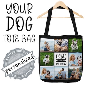 Custom dog tote bag, Personalized dog tote bag, dog mom tote bag, customizable photo tote bag, name tote bag