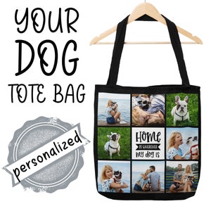 Custom dog tote bag, Personalized dog tote bag, dog mom tote bag, customizable photo tote bag, name tote bag