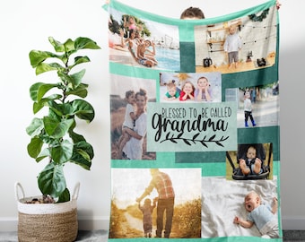 Custom Grandma Photo Blanket, Custom Blanket with Picture, Great Grandma Gift, Nana Gift Personalized, Photo Blanket Customized