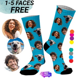 Aangepaste gezichtssokken voor vader, gepersonaliseerde sokken met gezichten, grappig cadeau vader, aangepaste fotosokken, fotosokken, aangepaste vadersokken