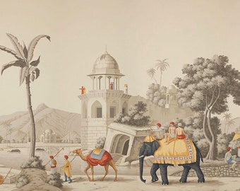 Vintage Wallpaper, Early Views of India Painting wallpaper, oil paint wallpaper, non-woven wallpaper, peel and stick wallpaper