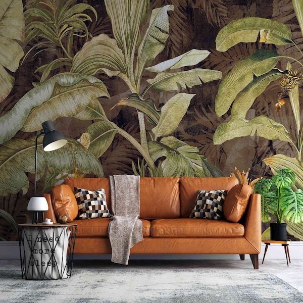 Banana Leaves Wallpaper Etsy