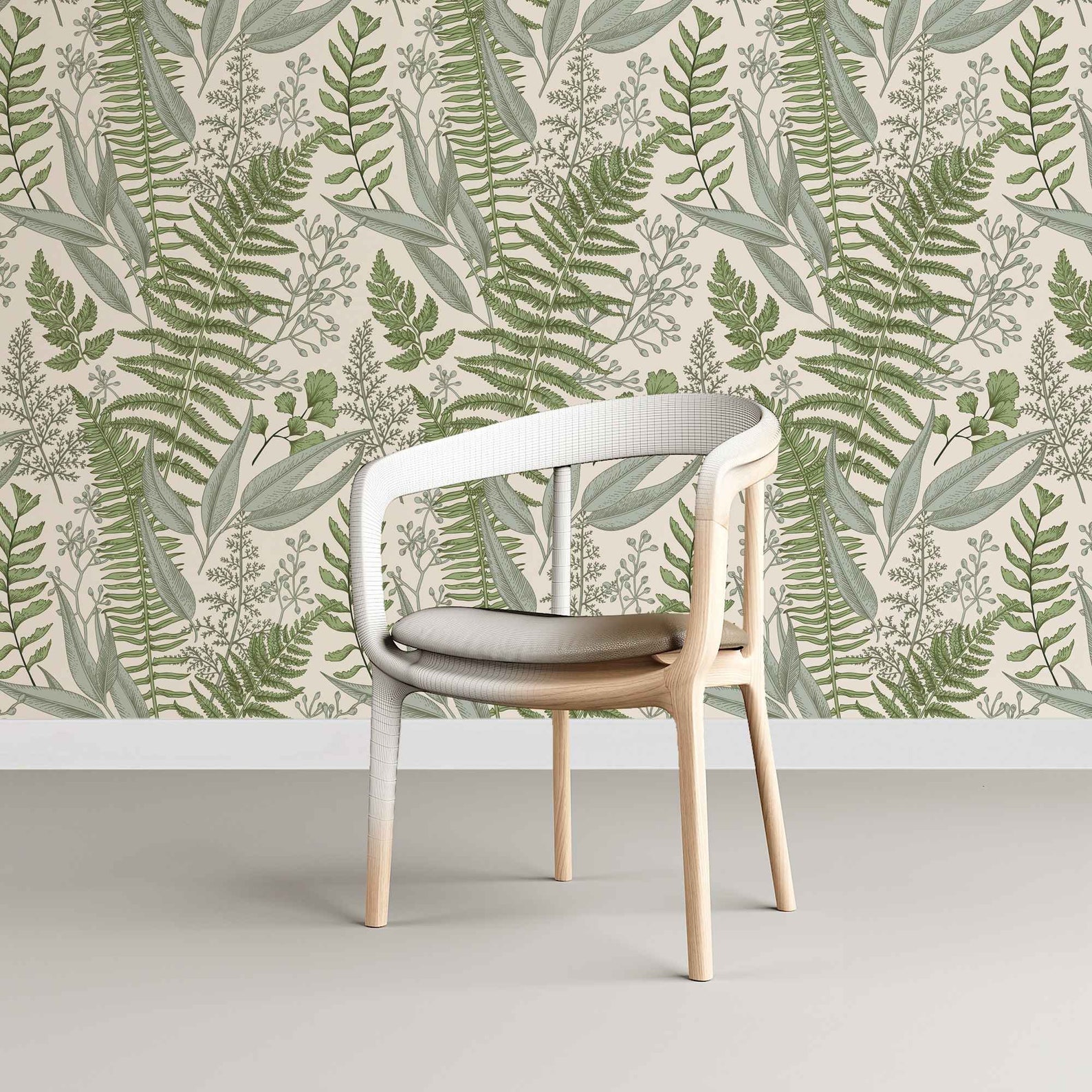 Botanical Greenery Peel and Stick Wallpaper Fern Wallpaper Etsy