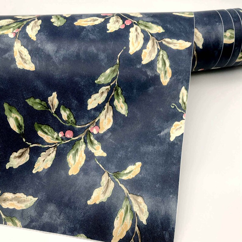 Navy Back Ground Watercolor Floral Wallpaper Colorful Flower - Etsy