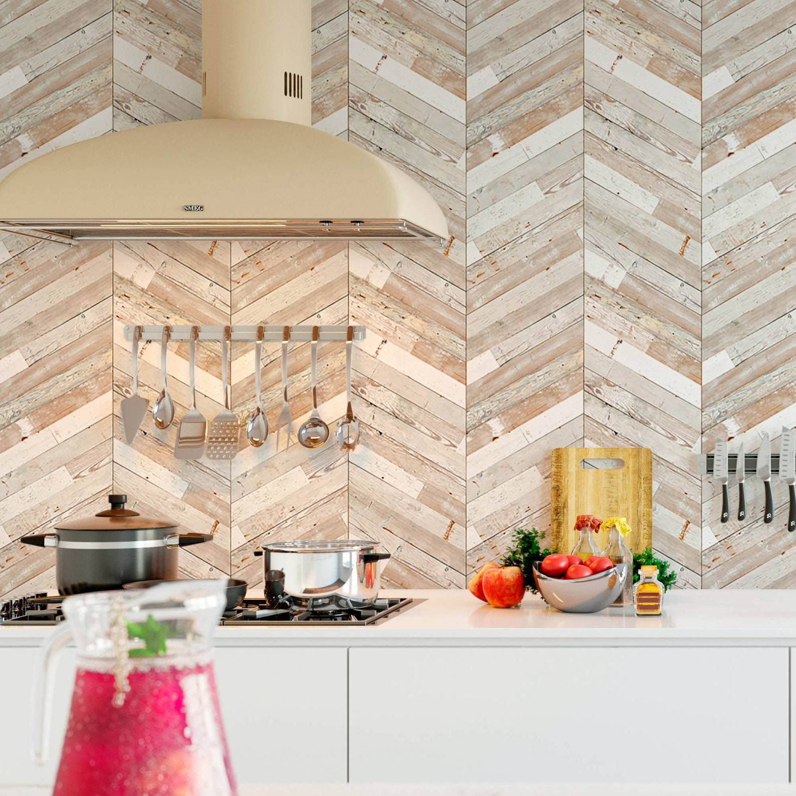 Modern delicate herringbone shiplap wallpaper wood panel Etsy