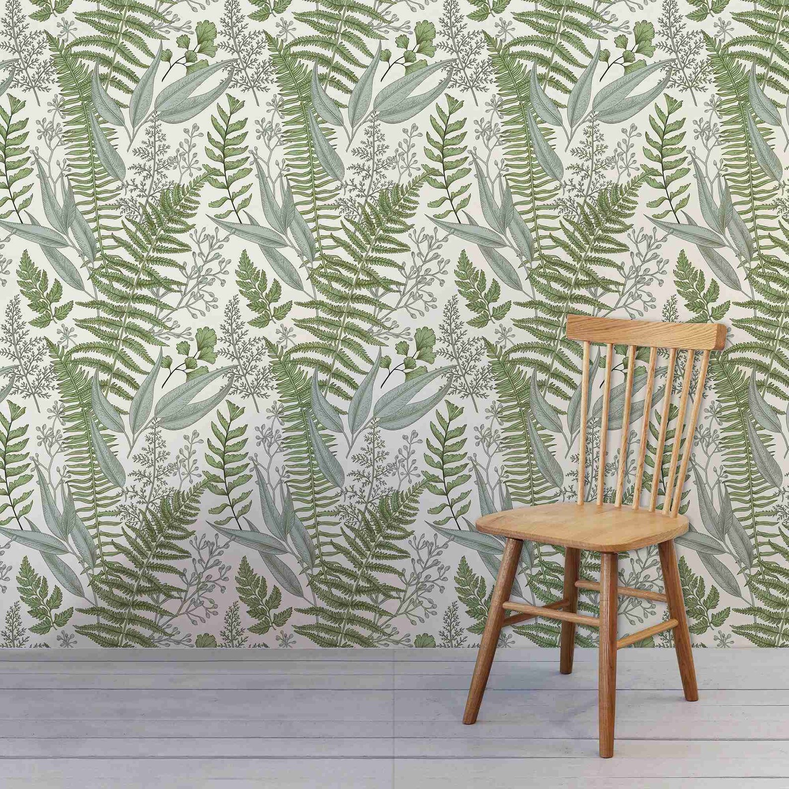 Botanical Greenery Peel and Stick Wallpaper Fern Wallpaper Etsy