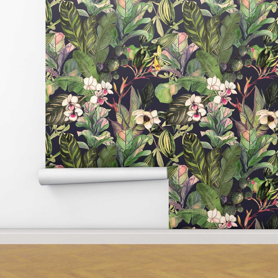 Botanical Greenery Tropical Peel and Stick Wallpaper Etsy