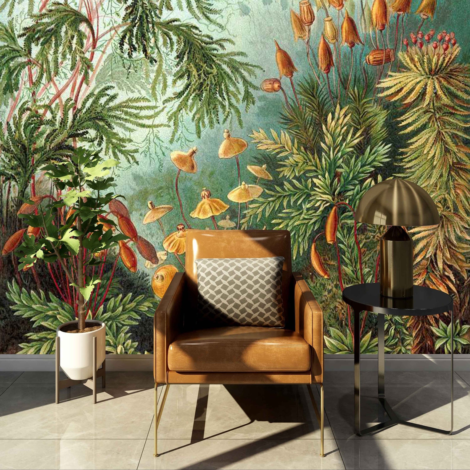 Colorful Jungle Landscape Plants Removable Wall Mural Etsy
