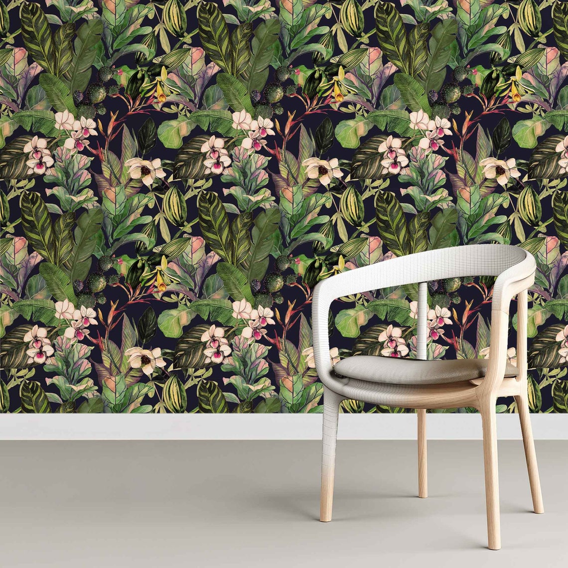 Botanical Greenery Tropical Peel and Stick Wallpaper - Etsy