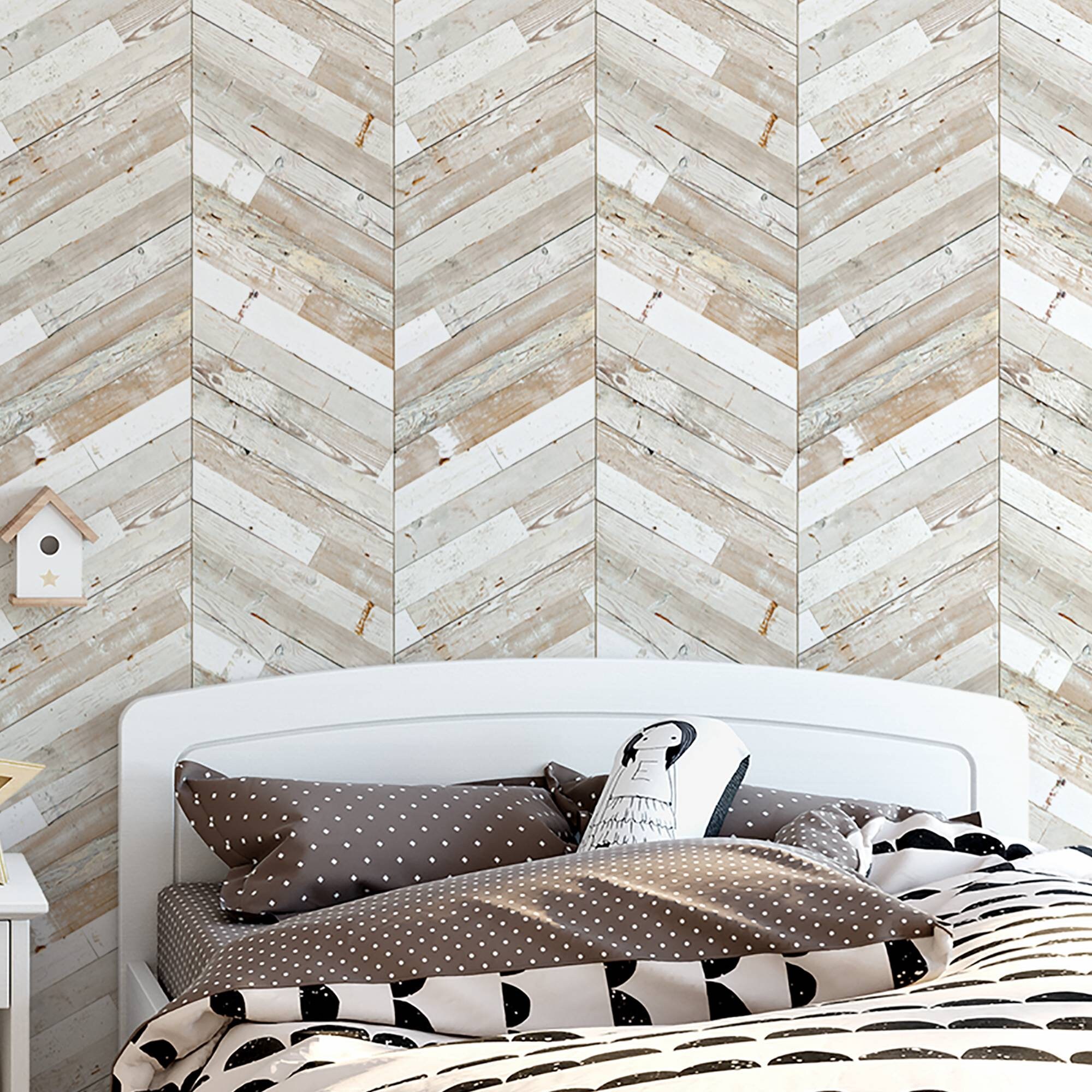 Modern Delicate Herringbone Shiplap Wallpaper Wood Panel Etsy UK