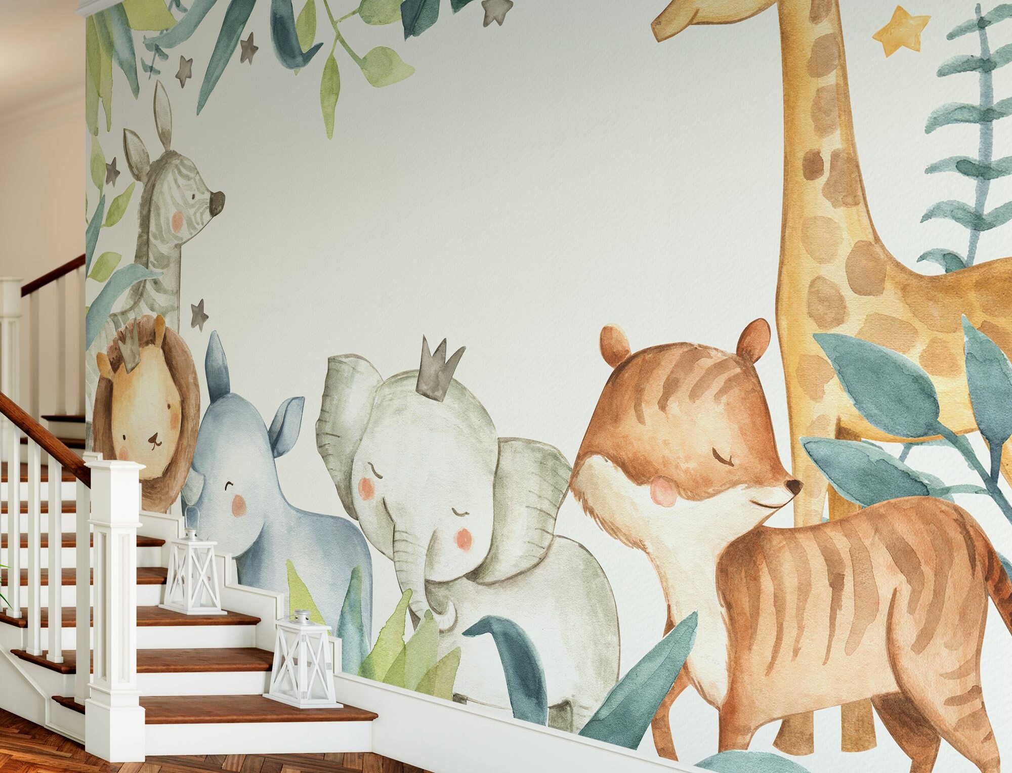 Forest Safari Animals Wallpaper Nursery Room Non-woven - Etsy