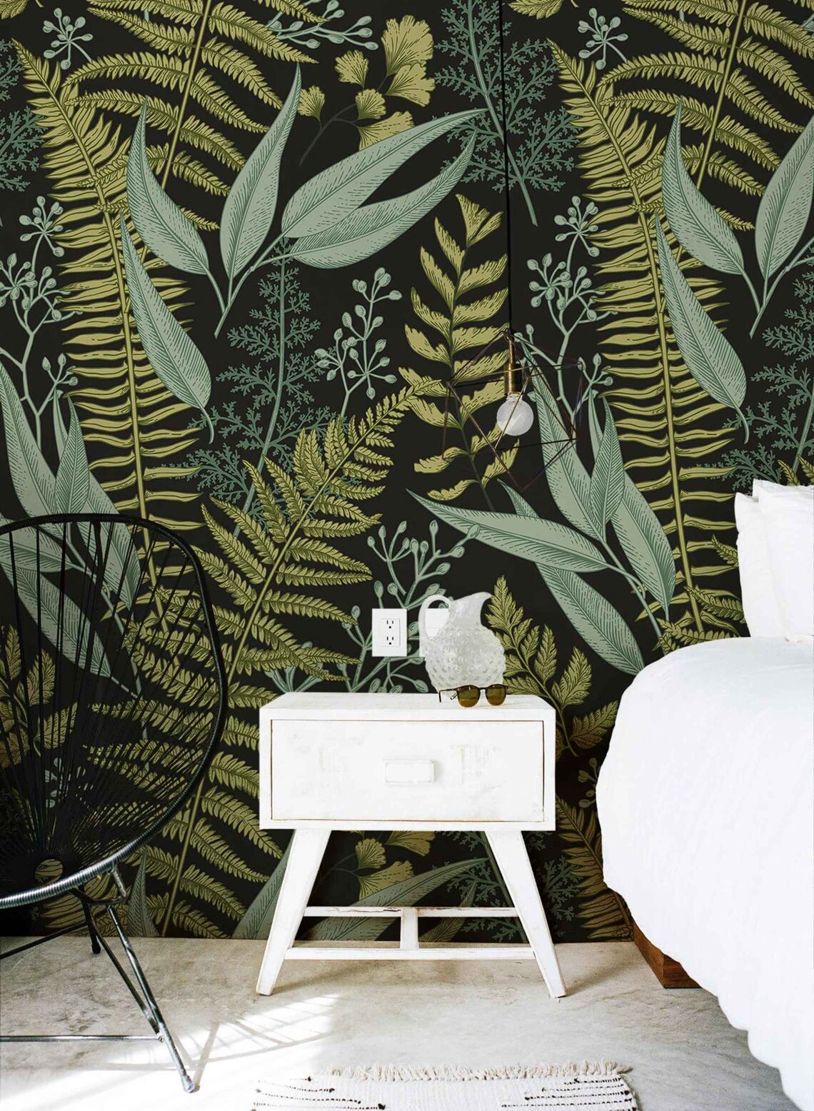 Botanical Greenery Peel and Stick Wallpaper Fern Wallpaper Etsy