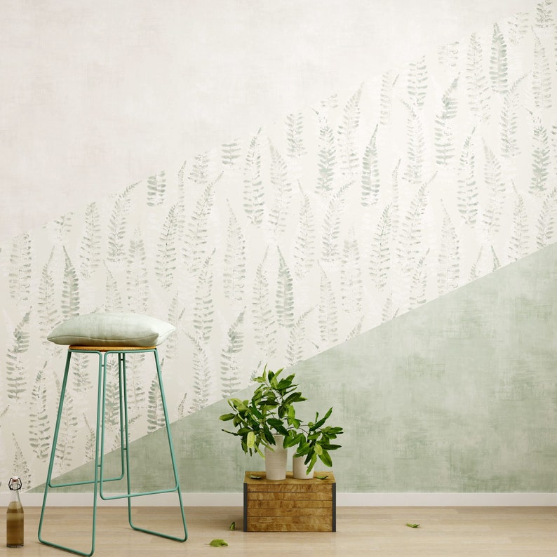 Botanical Greenery Banana leafs Peel and Stick Wallpaper | Etsy