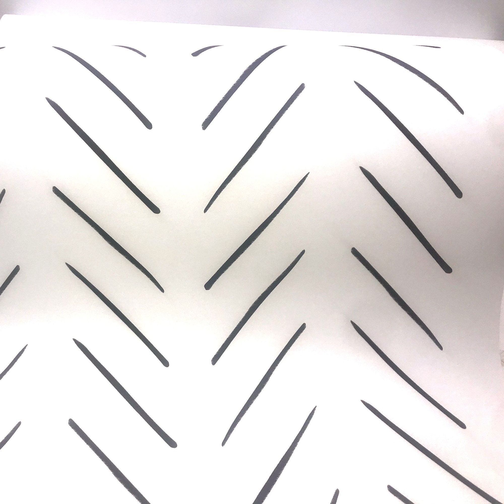 Modern Hand Drawn Herringbone Wallpaper in Black and White Etsy