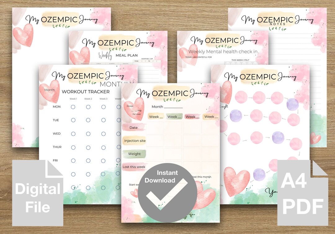 Ozempic Journey Tracker, Journaling A4 Pdf Instant Digital Download Etsy