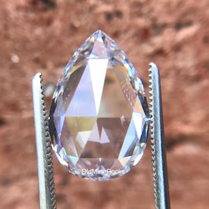 Rose Cut Pear Shaped Diamond Simulant  Cubic Zirconia