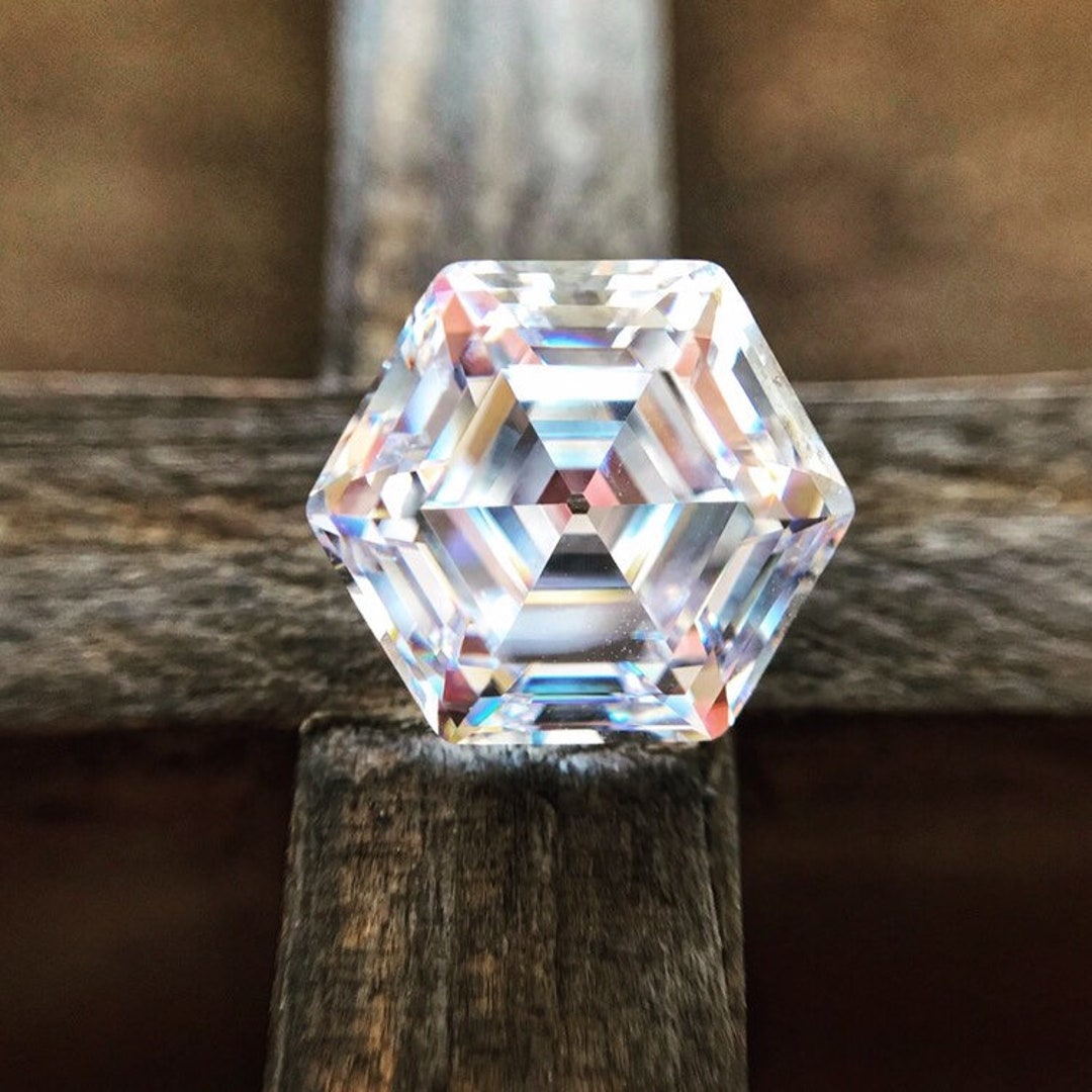 Hexagon step cut diamond sale