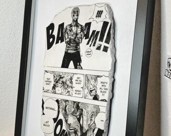 Ispirato all'arte murale di One Piece - Scena "Non è successo niente" di Zoro - Arte incisa a mano - Decorazione Anime Manga - Regalo perfetto per i fan di One Piece