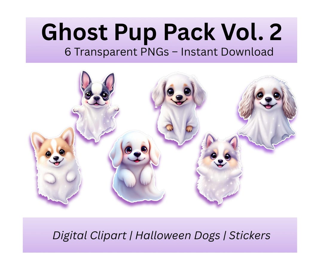 Ghost Dog Clipart: Halloween Pup PNG Stickers (digital Download) - Etsy