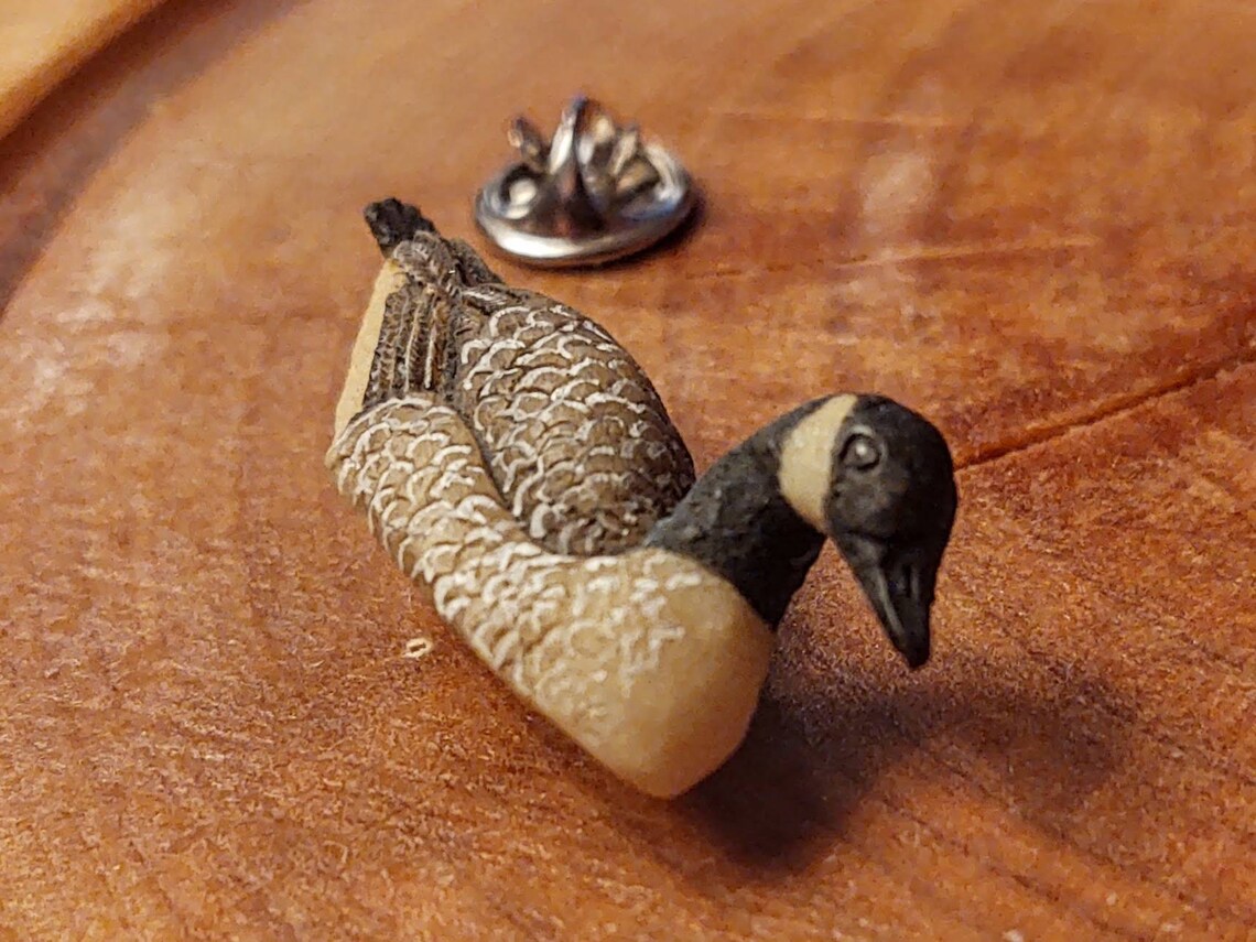 Canadian Goose Handpainted Vintage Pin Etsy