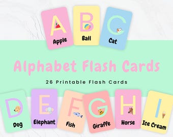 Alphabet Flashcards | Printable ABC Cards | Homeschool Materials | Kids Learning Cards | Animal Alphabet Flashcards
