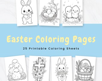 Easter Coloring Pages | Printable Coloring Pages | Easter Bunny | Easter Themed | Color Your Own Pages | Kids Activity