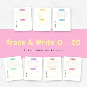 Printable Number Tracing Worksheets 0-20 | Kids Handwriting Practice | Educational Resources for Preschool and Kindergarten