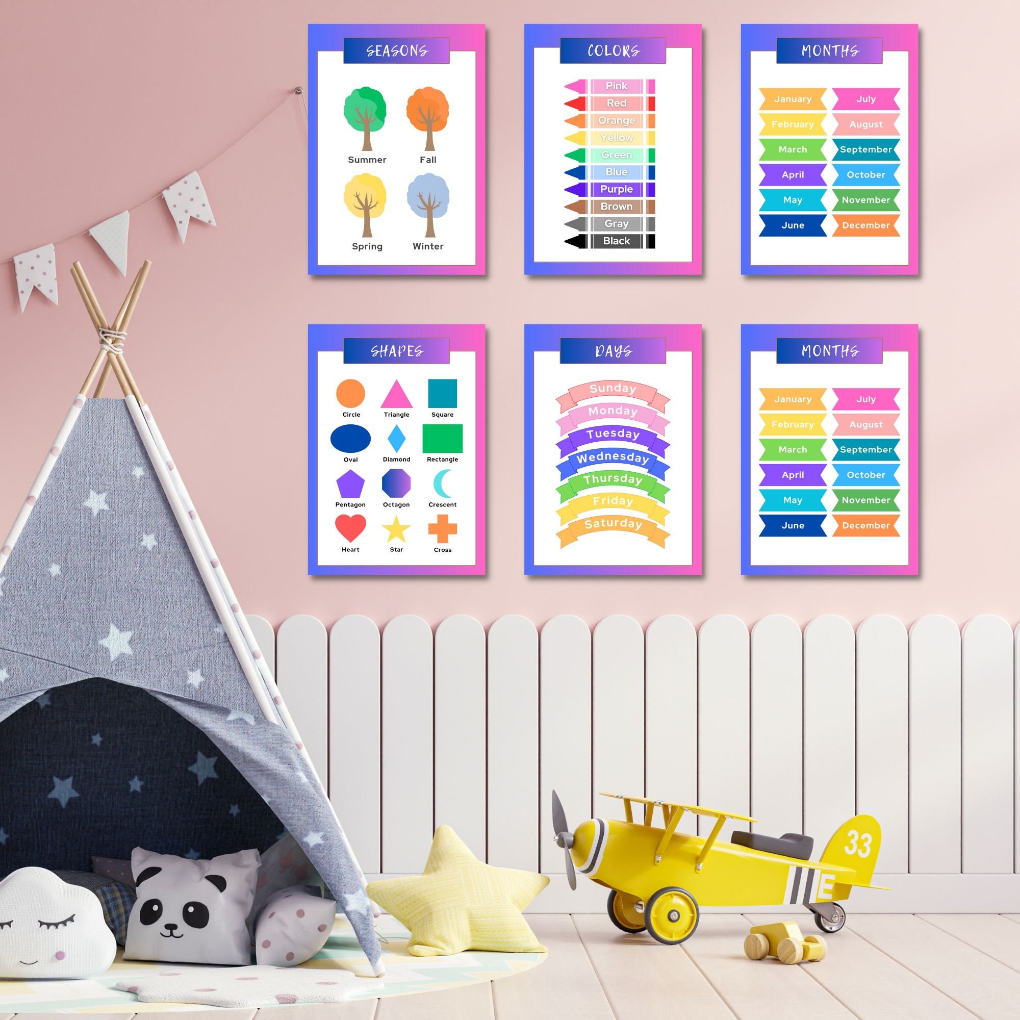 Educational Posters Pre-k Set of Educational Posters Homeschool ...