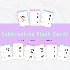 Subtraction Flashcards for Kids | Printable Math Cards | Math Practice for Kids | Addition & Subtraction | Homeschooling Materials