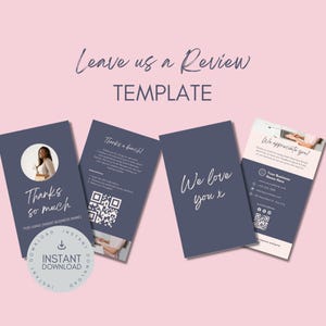 Leave Us a Review QR Code Sign | Instagram Facebook Follow Us Sign | Business Qr Code Sign Template | Editable Canva Review Sign Template