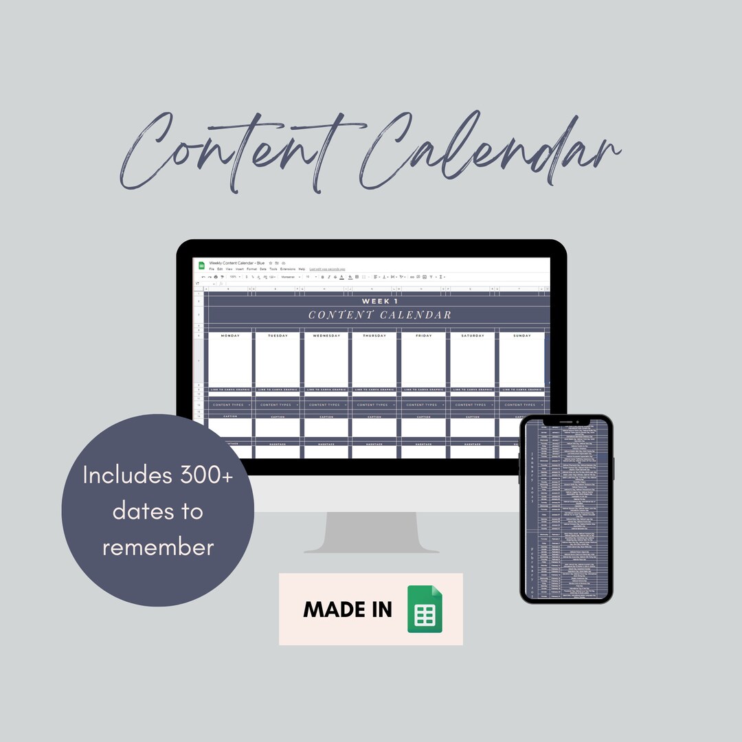 Content Calendar Google Sheets Content Planner, Social Media Plan